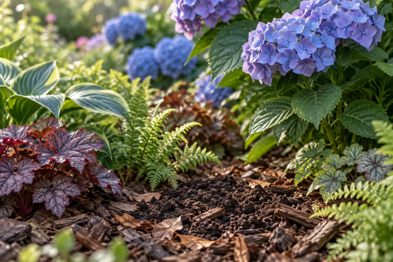 Que mettre au pied des hortensias ? Compost, paillage et plantes compagnes