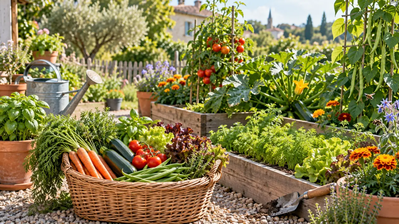Potager généreux cultivé naturellement avec des légumes de saison