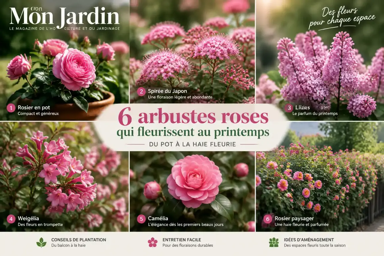 6 arbustes roses qui fleurissent au printemps, du pot à la haie fleurie